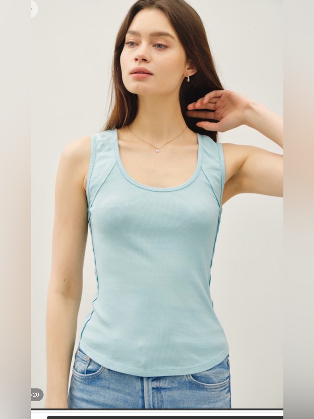 BE COOL aqua  Ribbed Tank - Women's Scoop Neck Tank Top